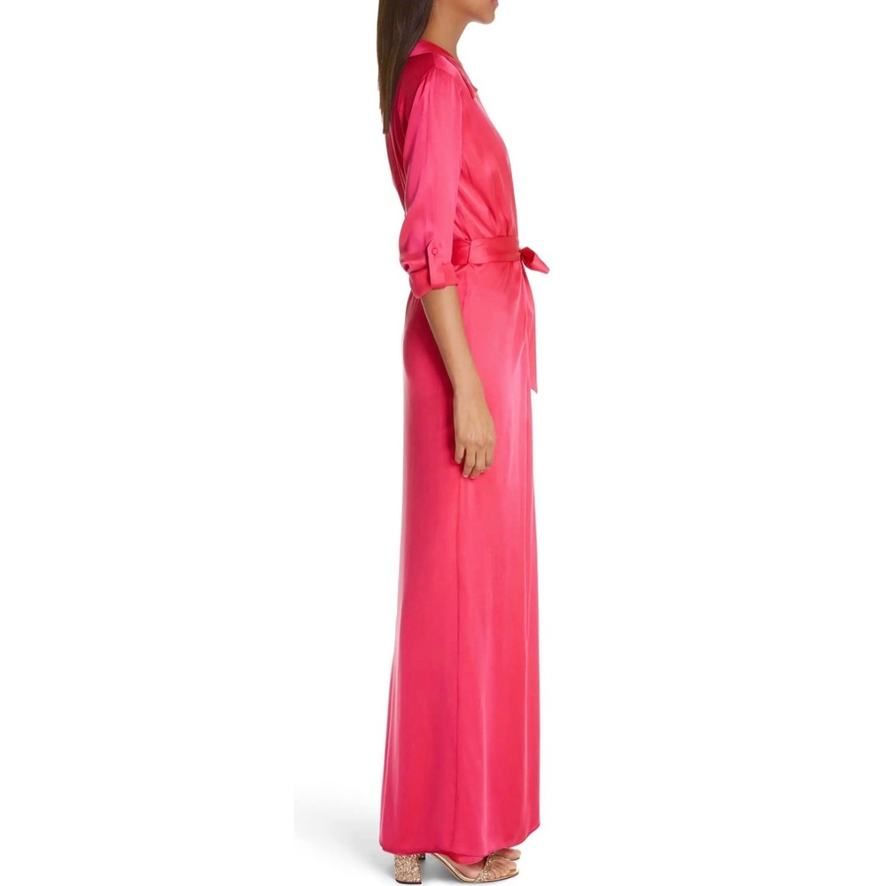NEW ALICE + OLIVIA PINK SILK WRAP MAXI DRESS - Picture 5 of 12